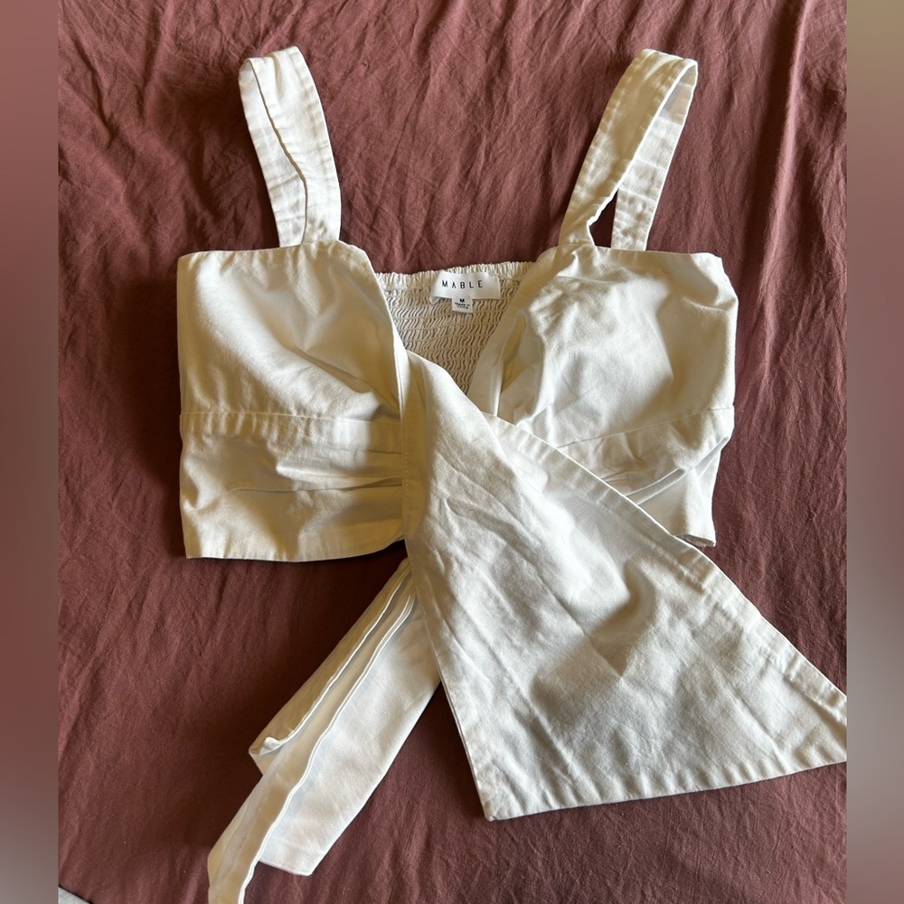 White tie front crop top